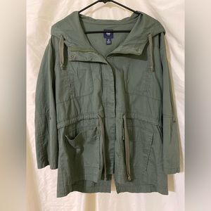 Gap Army Green Cargo Rain Utility Jacket